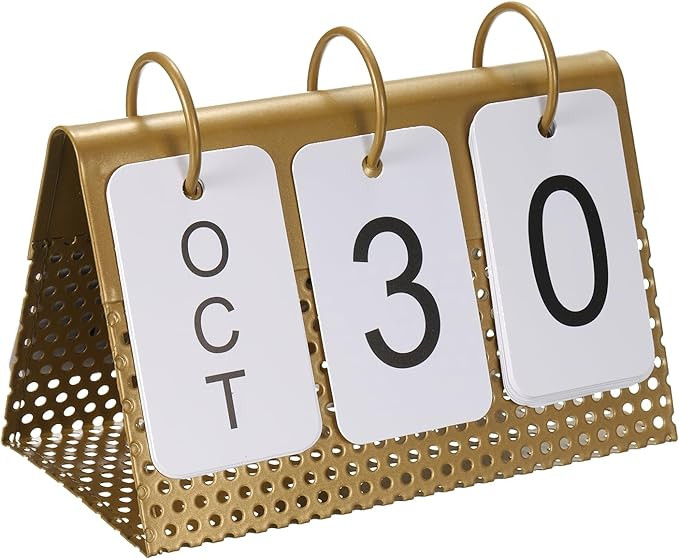 PATIKIL Vintage Wood Perpetual Calendar, Flip Calendar Turn Page Month Date Display for Desk Offi... | Amazon (US)