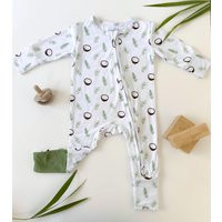 Bamboo Baby Pajamas Coconut & Leaves Zip Footie - Convertible Sleepwear | Etsy (US)