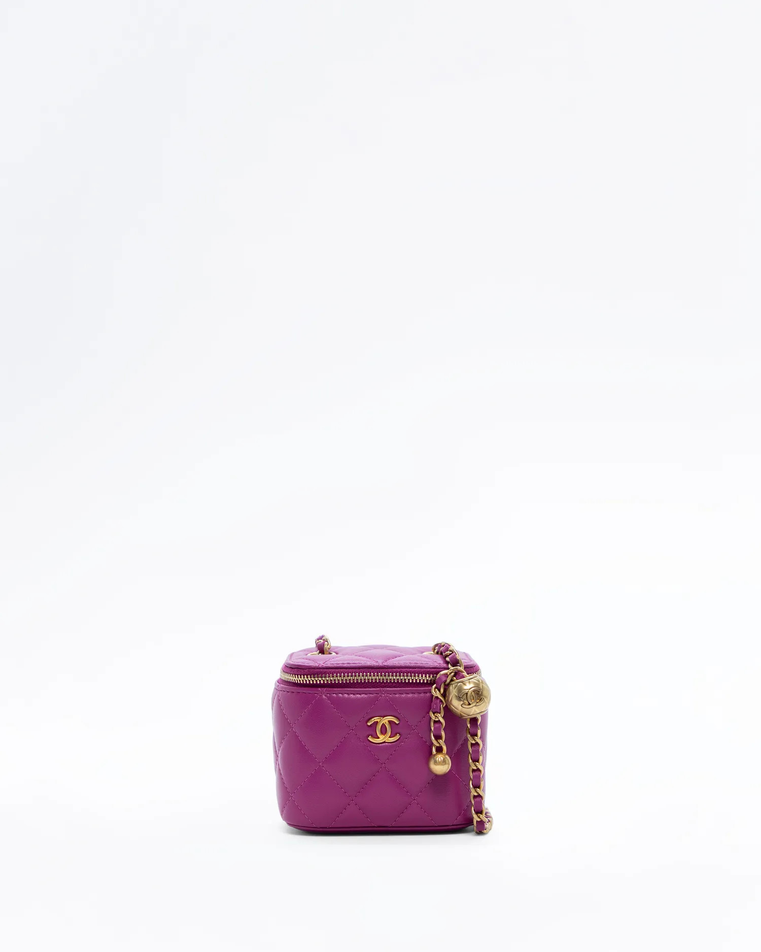 Lambskin Pearl Crush Mini Vanity with Chain | Vivrelle