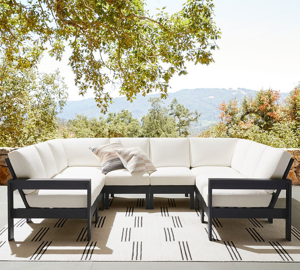 Malibu Metal 8-Piece U-Shaped Outdoor Sectional (115") | Pottery Barn (US)