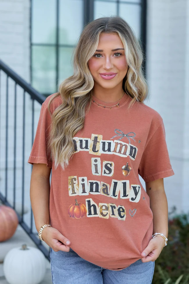 Autumn Is Finally Here Rust Comfort Colors Graphic Tee | Pink Lily