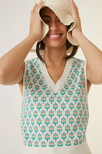 Maeve Jacquard Sweater Vest | Anthropologie (US)