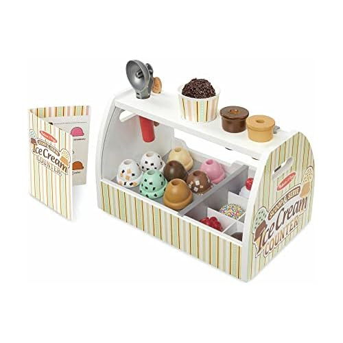 Melissa & Doug Wooden Scoop and Serve Ice Cream Counter (28 pcs) - Play Food and Accessories - Pr... | Amazon (US)