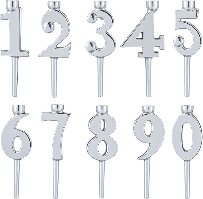 1 Set Number Candle Holder Set Silver Candle Holder Gifts Handmade Recycled Aluminum Toppers for ... | Amazon (US)
