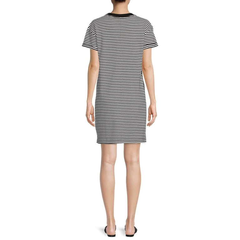 Time and Tru Short Sleeve Tiered Knit Dress for women with Pockets | Walmart (US)