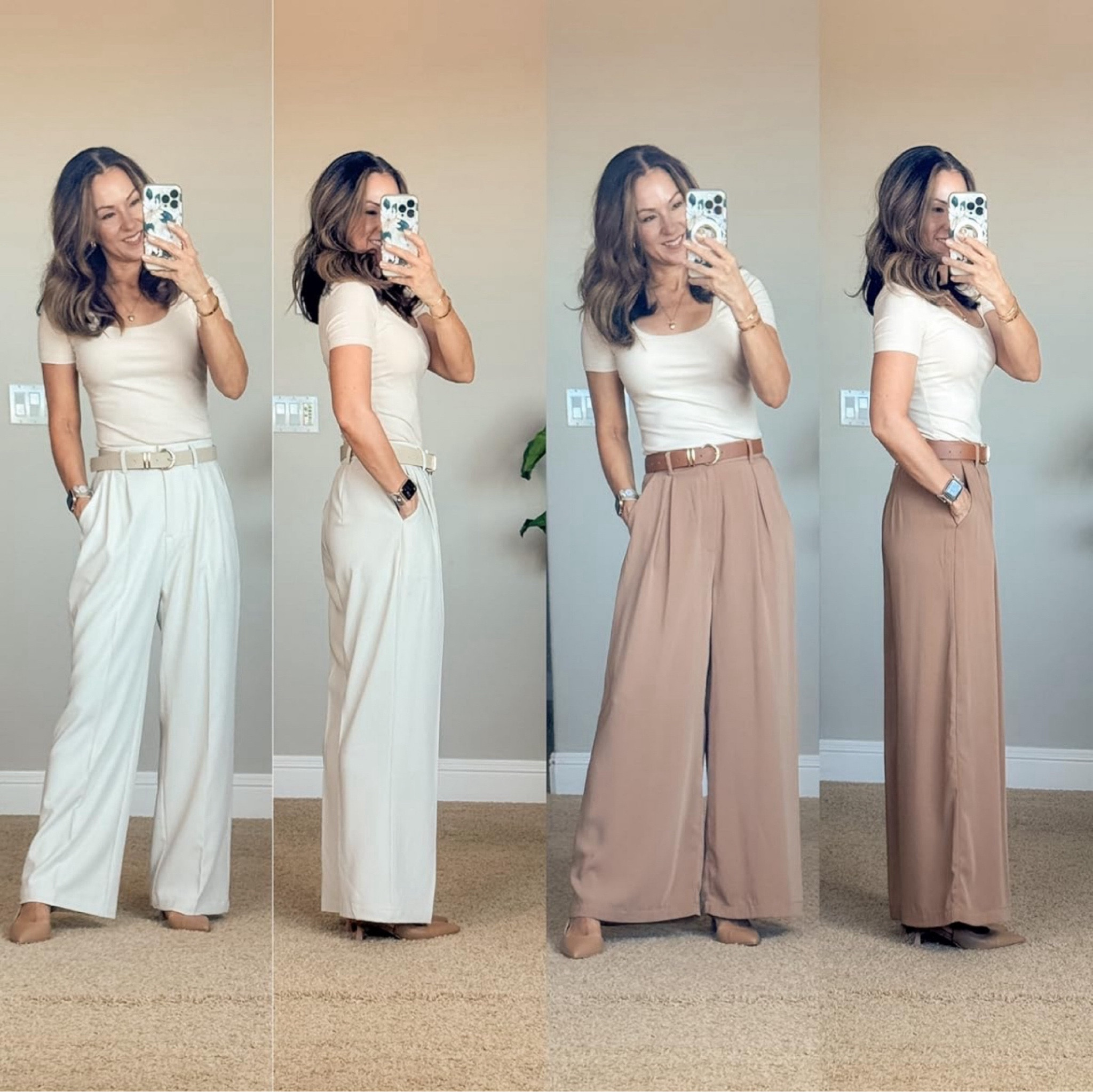 Neutral Workwear Inspo

I am wearing size XS top in light coffee, XS short in both color pants (off white and camel). -TTS I did go up a 1/2 size in the kitten heels!

Workwear  fall  fall fashion  work outfit  office style  neutral fashion  neutral favorites  wide leg pants  heels  workwear accessories  skinny belt  EverydayHolly 

#LTKWorkwear #LTKSeasonal #LTKStyleTip