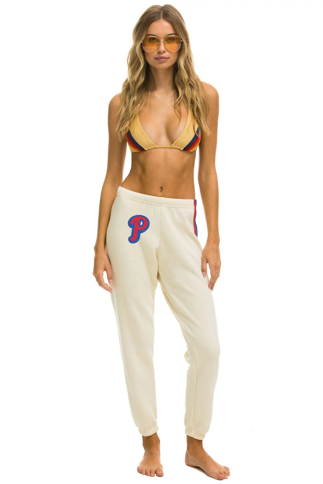 PHILLIES 5 STRIPE SWEATPANTS - VINTAGE WHITE // USA | Aviator Nation