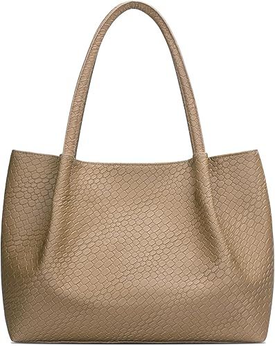 KKXIU Tote Bag for Women Vegan Leather Shoulder Purse Large Capacity Travel Bag | Amazon (US)