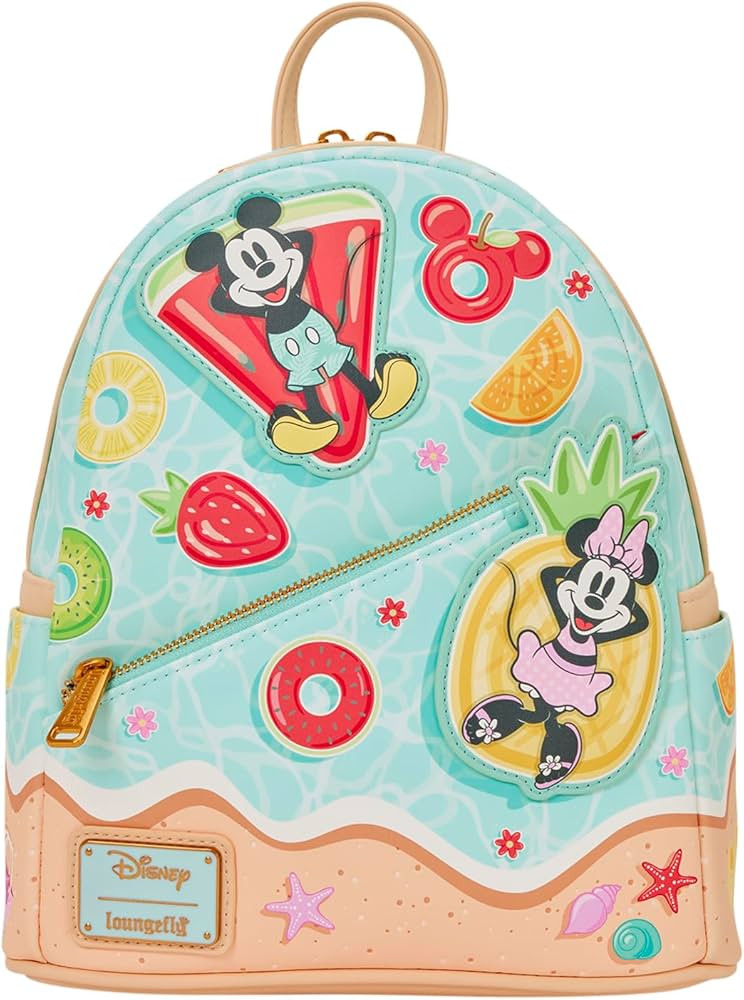 Loungefly Disney: Mickey and Minnie - Adjustable Shoulder Straps - Beach Fun Mini Backpack - Grea... | Amazon (US)