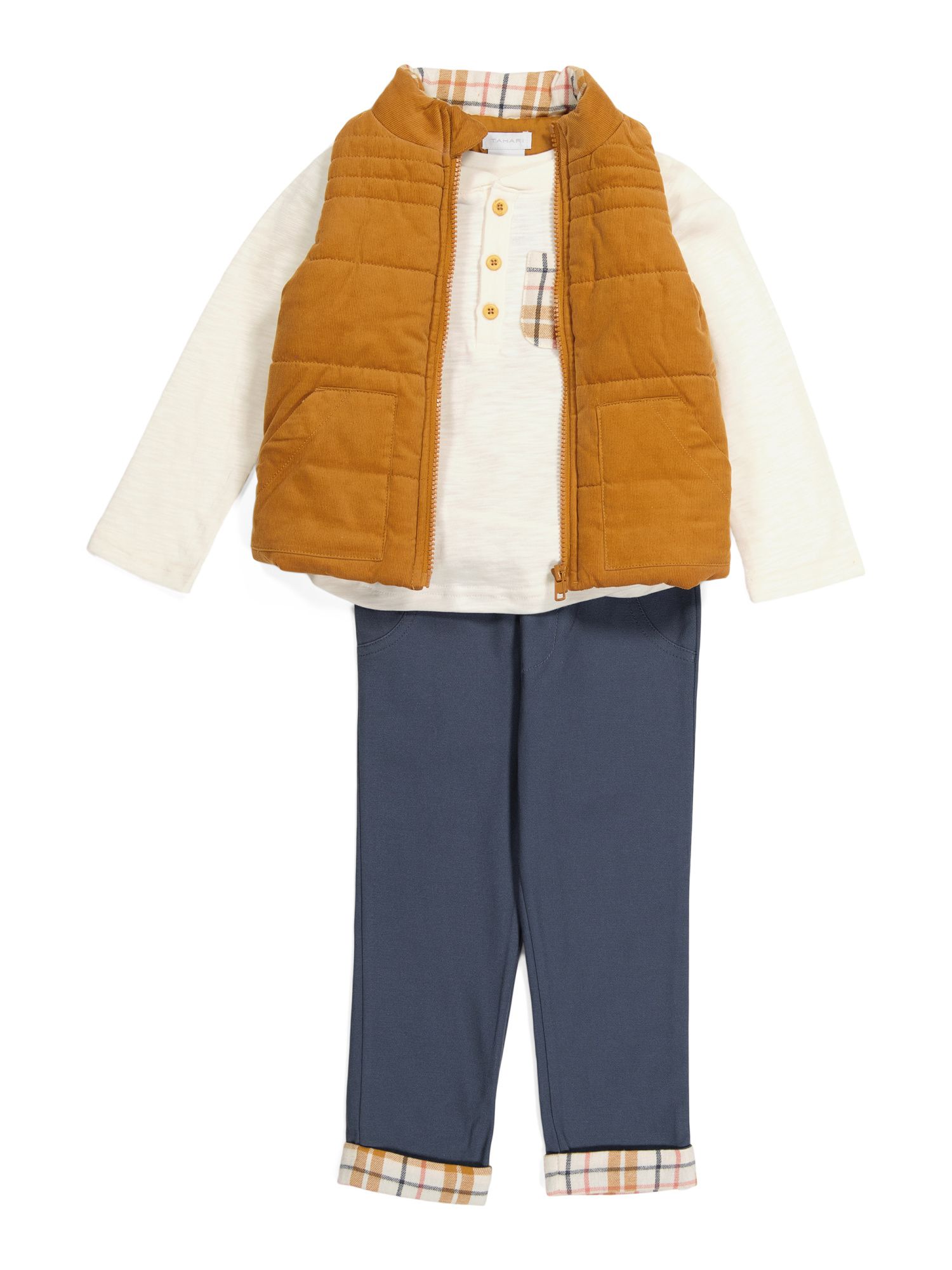 Little Boys 3pc Corduroy Vest Pant Set | TJ Maxx