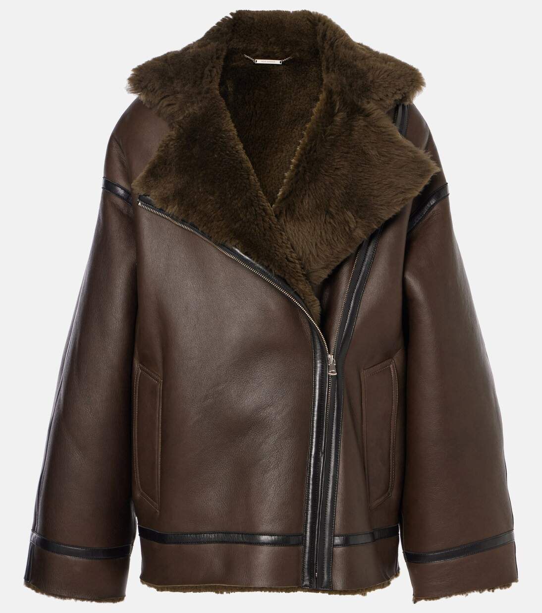 Jacqueline shearling-trimmed leather jacket | Mytheresa (US/CA)
