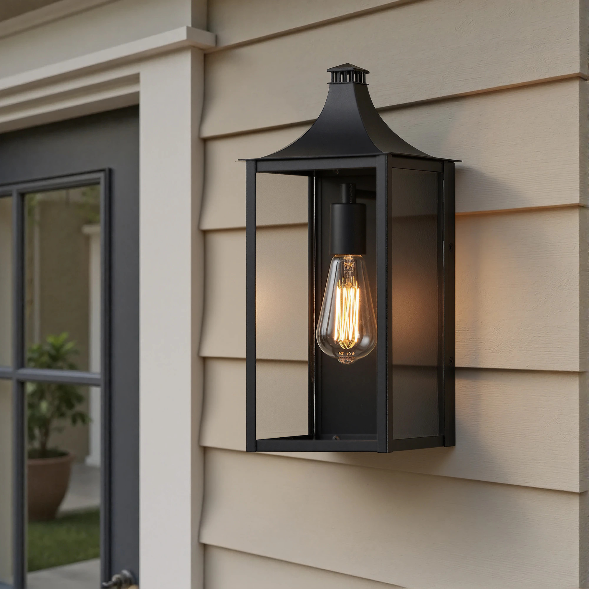 KAWOTI 1 -Light 15-in H Matte Black Hardwired Outdoor Wall Light one_size | 21474 | Lowe's