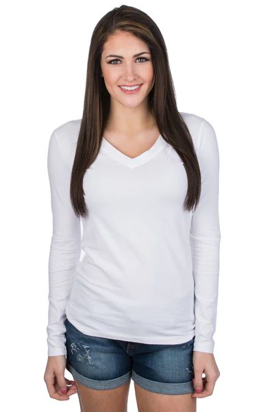 Women's V-Neck Long Sleeve Shirts | Basic Long Sleeve Shirts | Lauren James