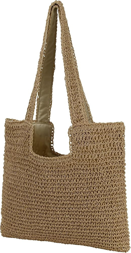 Finnhomy Handmade Straw Beach Bag Large Capacity Woven Tote Bag Light Hobo Bag Shoulder Bag for B... | Amazon (US)
