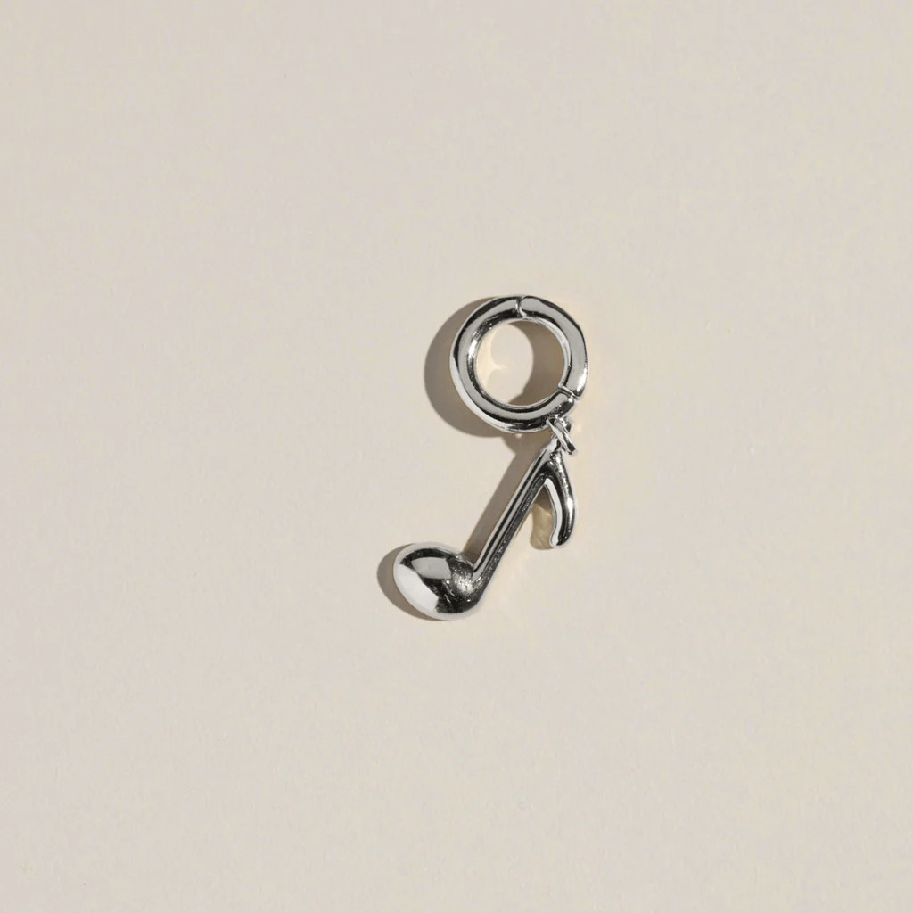 Silver Music Note Charm | Nickel and Suede