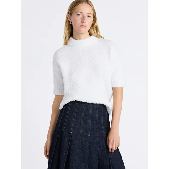 Free Assembly Women's Mock Neck Wedge Sweater with Short Sleeves, Sizes XS-XXL | Walmart (US)