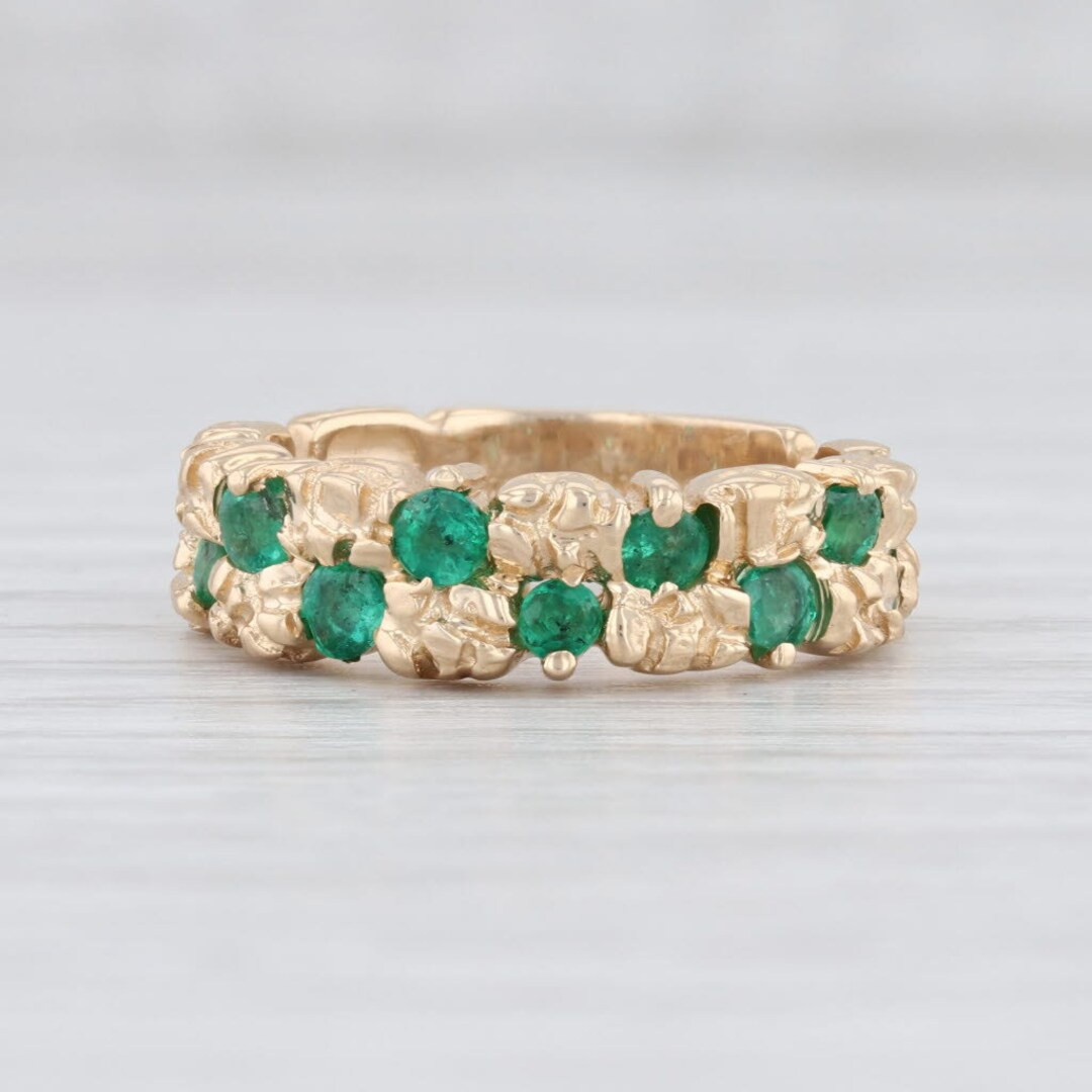 0.70ctw Green Emerald Nugget Ring 14k Yellow Gold Size 6-6.25 Band | Etsy (US)