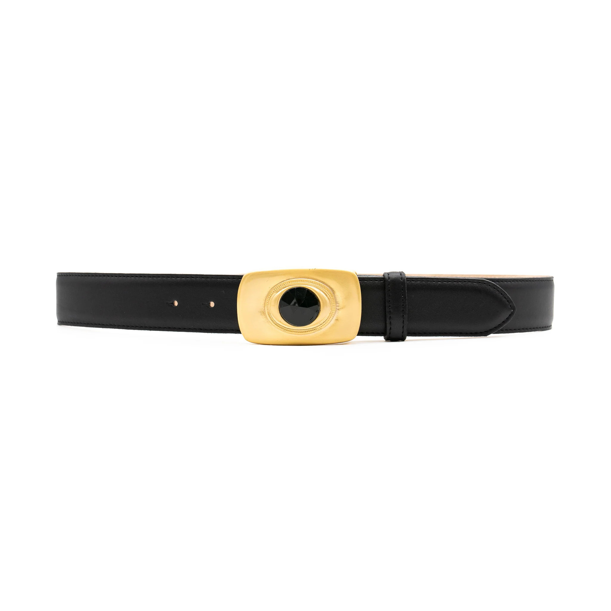 The Loren Belt – Black Italian Leather Belt with Matte Gold Buckle | Streets Ahead | Streets Ahead Inc