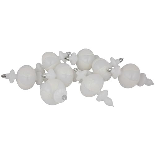 8-Count White Shatterproof Finial Christmas Ornaments, 6" | Amazon (US)