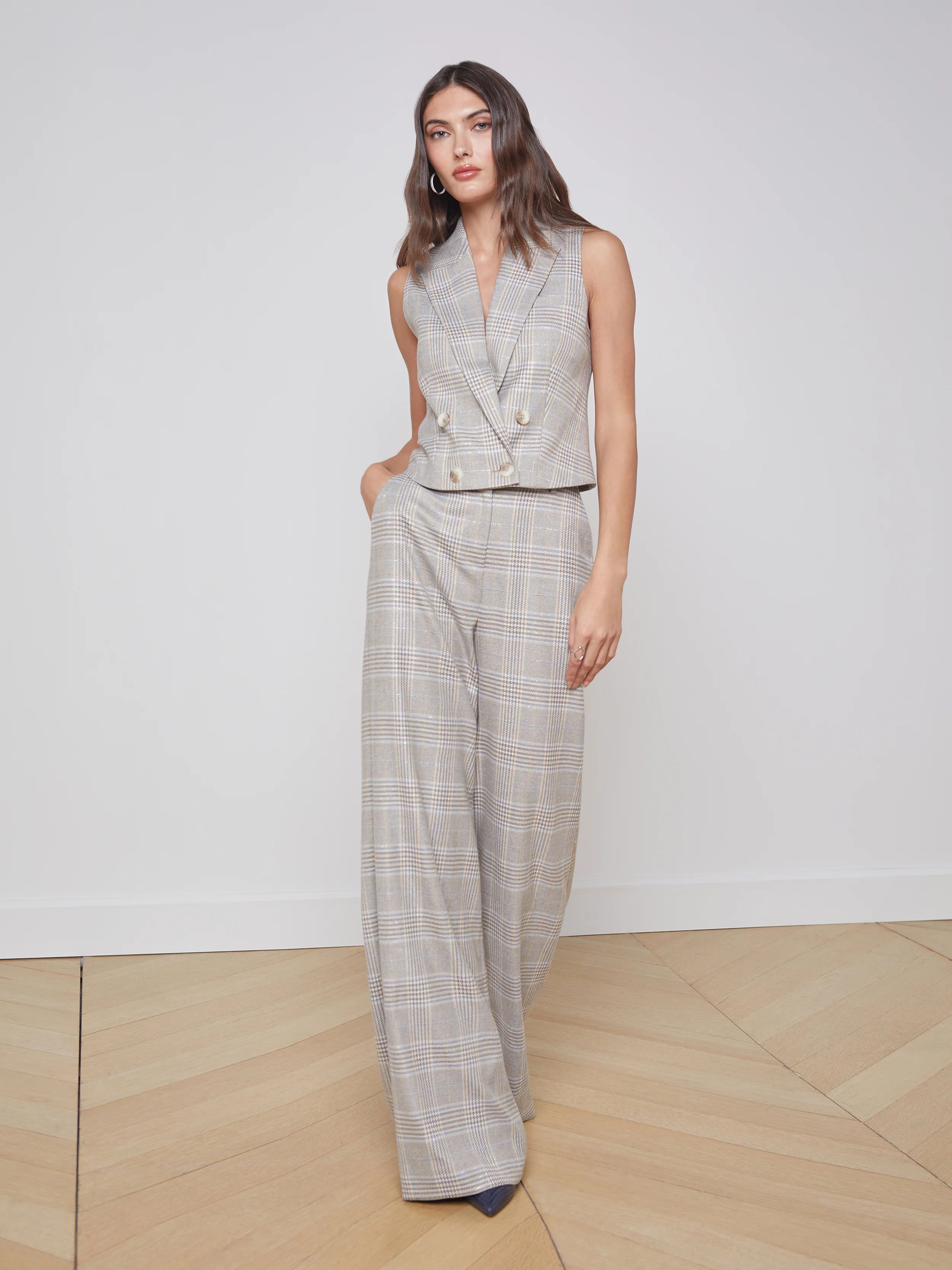 L'AGENCE Pilar Pant in Ivory/Neutral Multi | L'Agence