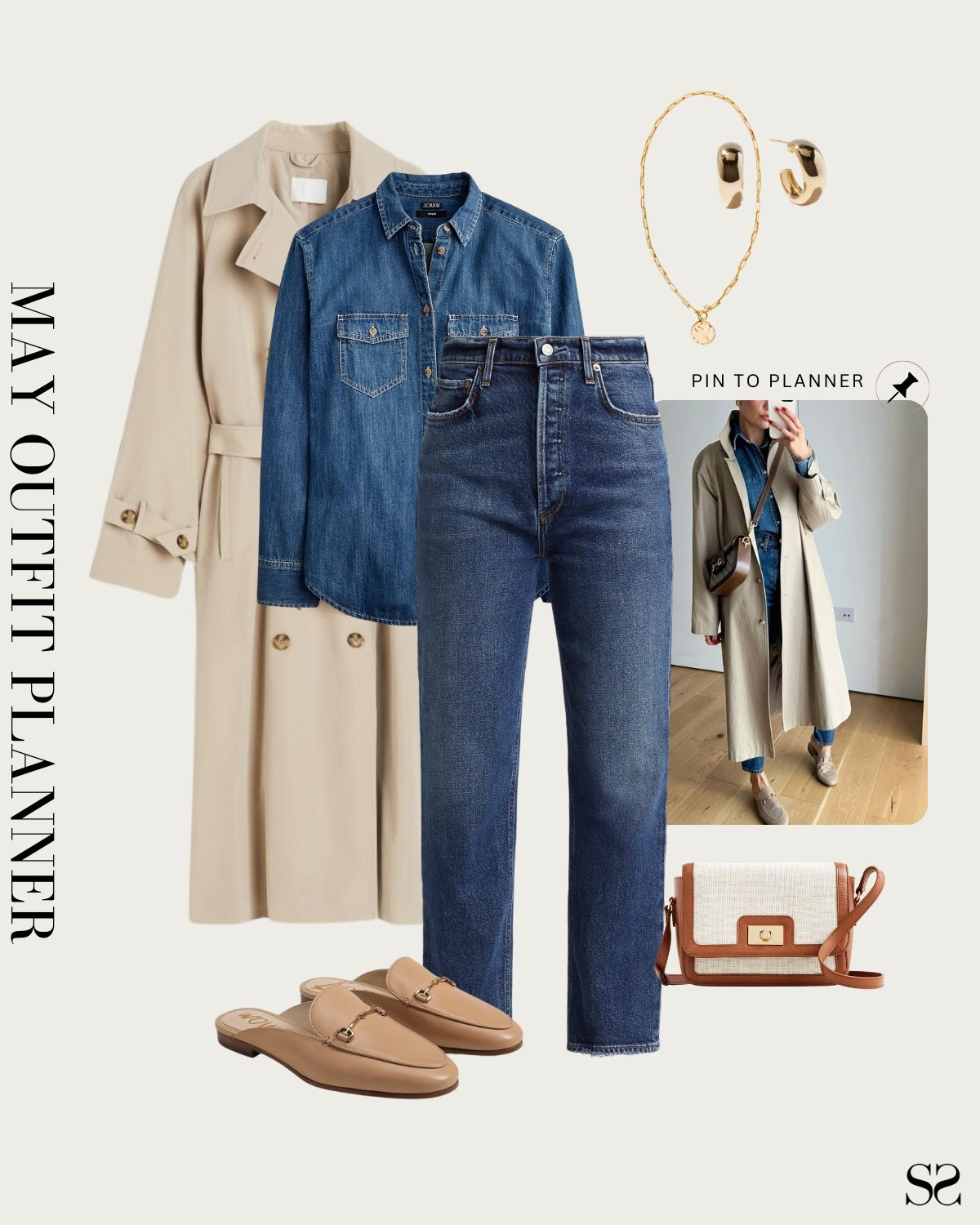 Monthly outfit planner MAY: Sunday Spotlight: Spring looks, pin to planner outfit inspo | denim on denim, straight jean, chambray shirt, leather loafer mules, trench coat, canvas crossbody

#springoutfit #casualoutfit

Image credit: Pinterest


#LTKStyleTip