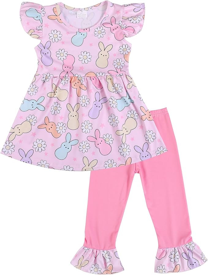 nebljgo Toddler Girl Bunny Clothing Sets Spring Summer T-Shirt Leggings Pants Outfit 3-8Y | Amazon (US)