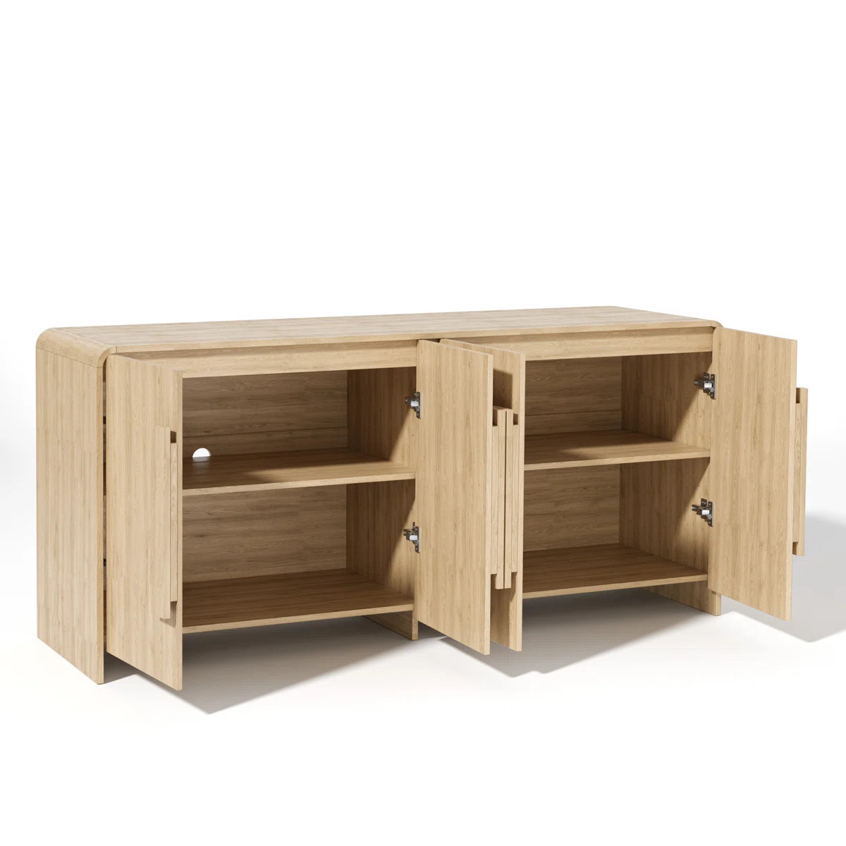 64'' Modern Design Sideboard Buffet Cabinet with Rounded Edges, 4 Doors, Large Wooden Handles and... | Wayfair North America