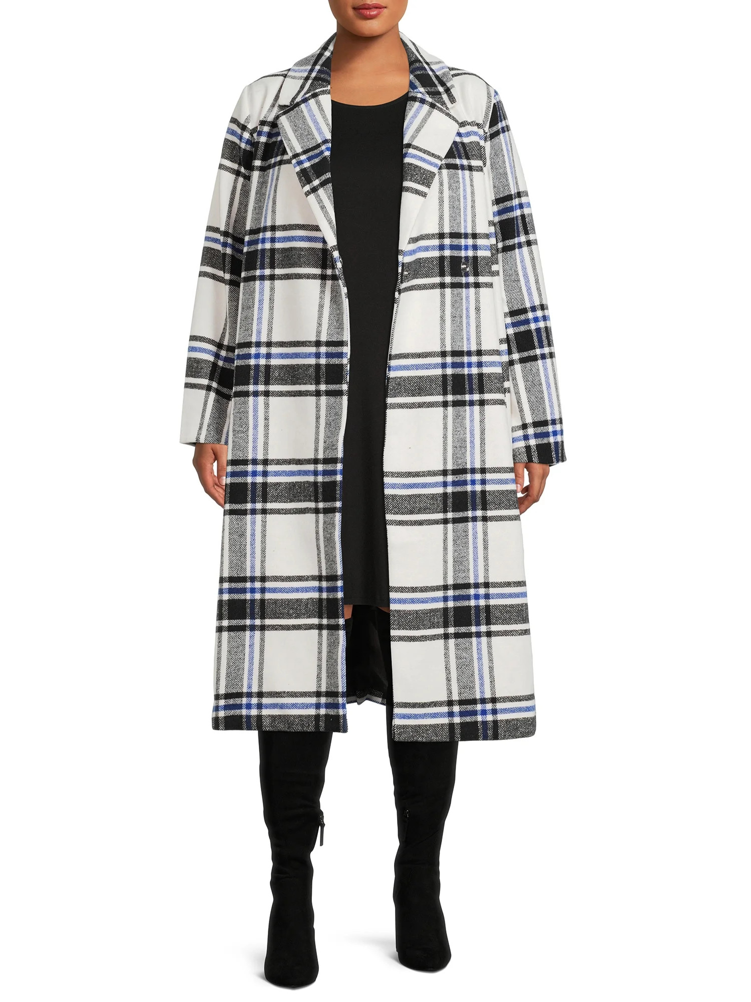 Jason Maxwell Women's Plus Size Belted Faux Wool Peacoat - Walmart.com | Walmart (US)
