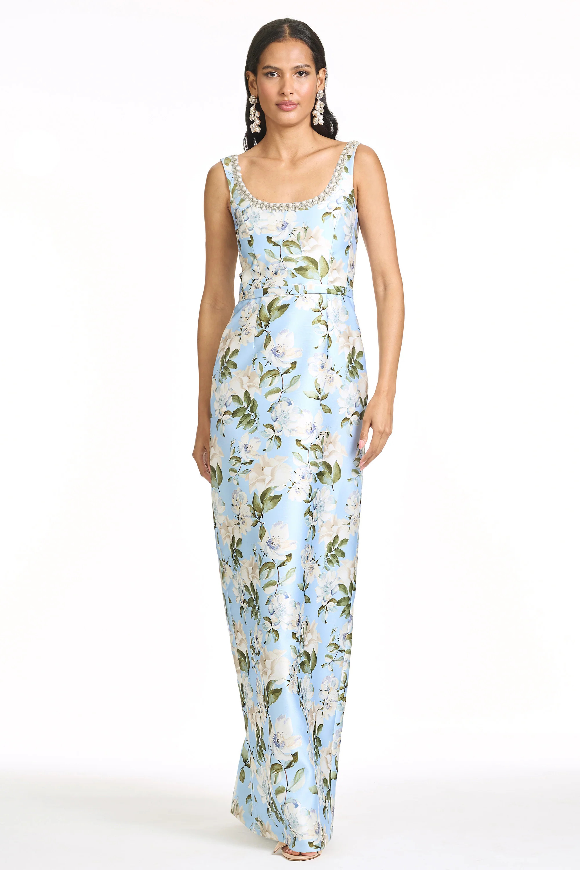EMBELLISHED LANA GOWN - SKY CAMELLIA | Sachin and Babi