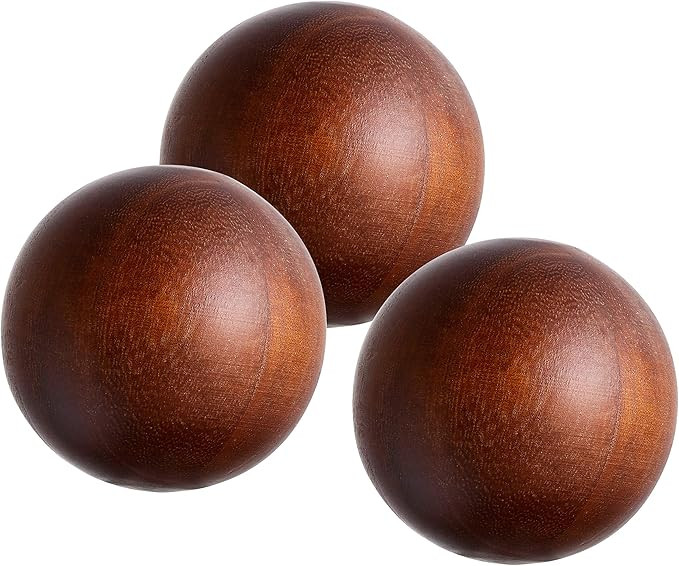 KMwares 3PCs Set 4" Diameter Natural Round Wood Hardwood Painted Balls for Christmas Decorative B... | Amazon (US)