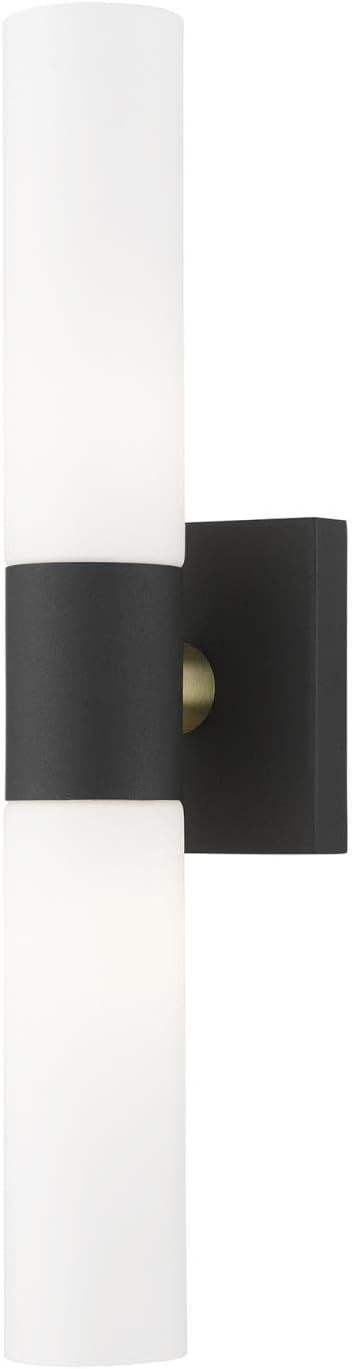 Aero 2 Light Wall Sconce in Textured Black with Antique Brass Accent (10102-14) | Amazon (US)