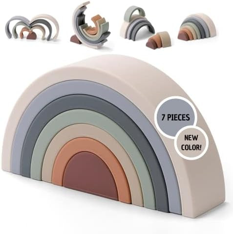 Rainbow Stacking Toys by LoveyLu, Boho Toy for Kids, Silicone Nesting Development Toy, Educationa... | Amazon (US)
