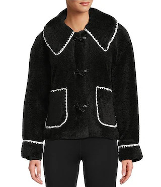 Antonio Melani Collared Long Sleeve Contrast Stitching Shearling Jacket | Dillard's | Dillard's