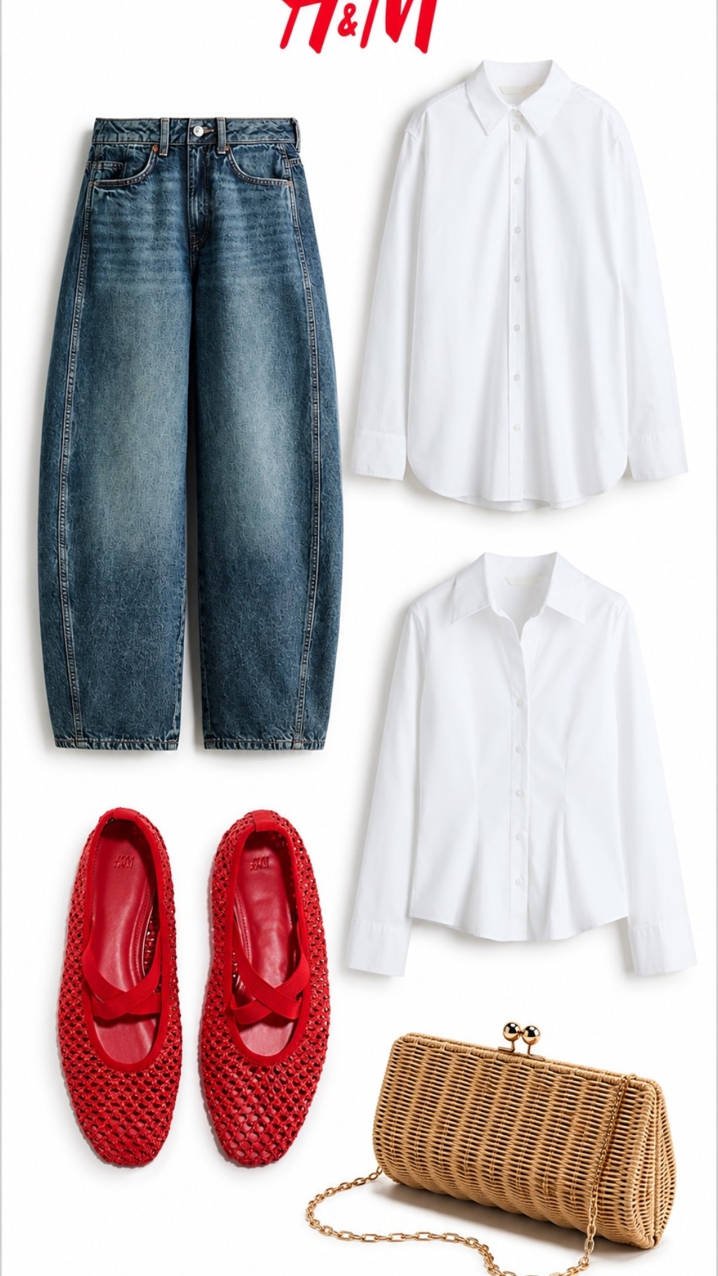 🤍 H&M Everyday Essentials ❤️

The perfect mix of timeless basics and statement pieces! These baggy jeans, crisp white shirts, bold red flats, and woven clutch create effortless looks you’ll wear on repeat. Classic, chic, and easy to style for every season.

Everything is linked in my LTK! ✨

#LTKStyle #LTKFinds #HM #CapsuleWardrobe #EverydayStyle #WardrobeEssentials #CasualChic #FashionFinds #ByAnaBeautyClub

#LTKU #LTKSaleAlert #LTKSeasonal