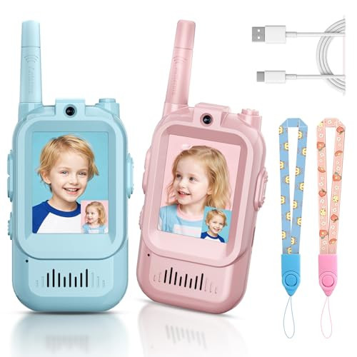 Kids Video Walkie Talkies, 2 Pack Long Range Walkie-Talkie for Kids, Rechargeable Video Call Toys for Indoor, Camping, Hiking, Travel, Christmas Birthday Gift for Boys Girls Age 3-5 (Blue/Pink) | Amazon (US)