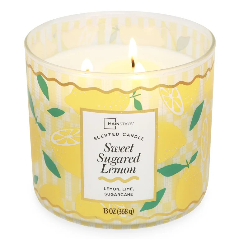 Mainstays Vela Aromática de Limón Dulce Azucarado con 3 Mechas y Envoltura Decorativa, 13 Onzas | Walmart (US)