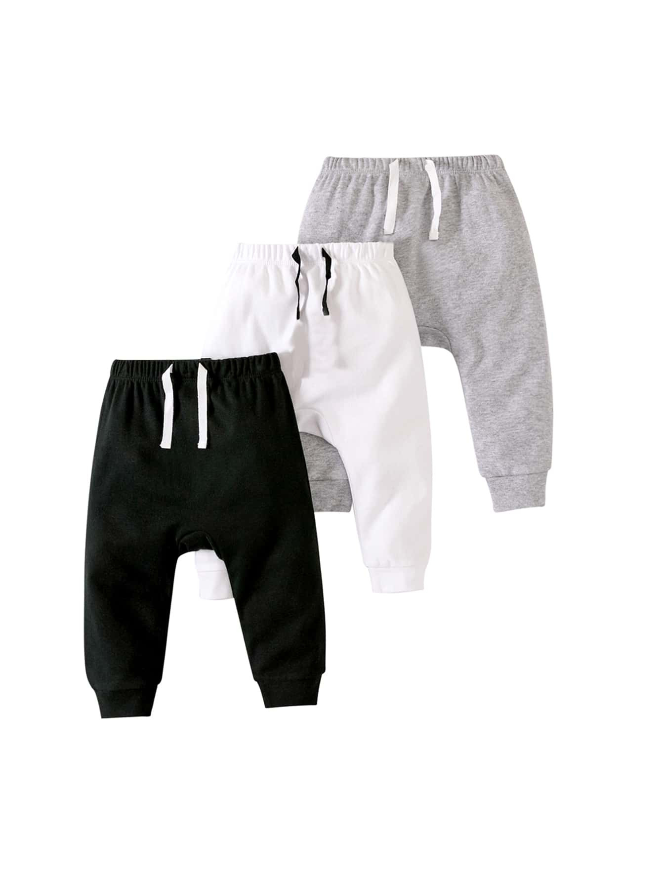 Baby 3pcs Solid Bow Front Sweatpants | SHEIN