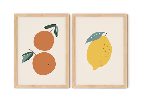 Oranges and Lemon Print Set, Nursery Wall Art, Scandi Kids Room Decor, Playroom Posters, Play Kit... | Etsy (US)