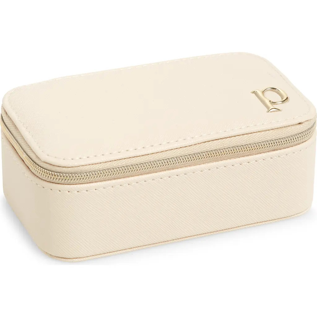 Nordstrom Initial Rectangular Jewelry Box in P- Cream- Gold at Nordstrom | Nordstrom