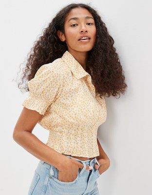 AE Short-Sleeve Button-Up Shirt | American Eagle Outfitters (US & CA)