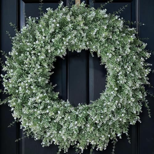 32" Large Artificial Eucalyptus Wreath for Front Door(White-Green) | Weather Resistant,Lifelike E... | Amazon (US)