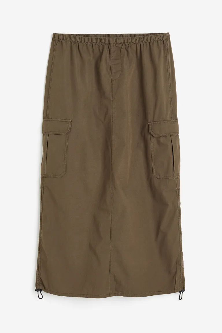 Cotton parachute skirt - Dark olive green - Ladies | H&M US | H&M (US + CA)