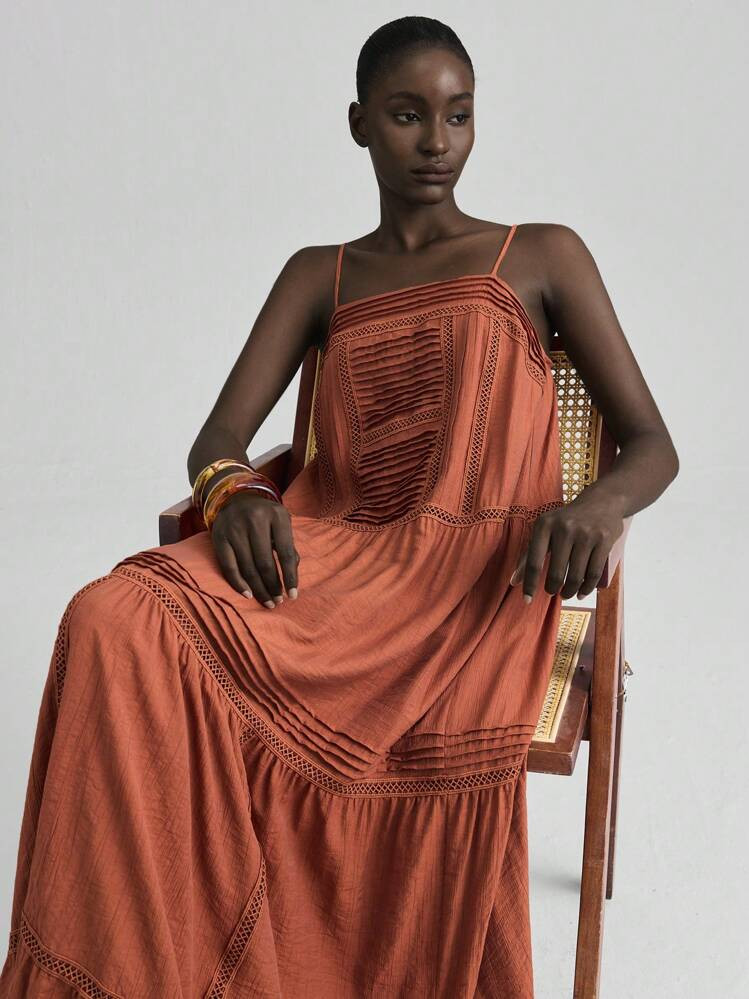 Ontre Vestido Elegante Suelto Con Bolsillo Geométrico Y Bajo En Forma De Bandeja Para Vacaciones De Verano Y Otoño 2025, Vestido De Playa, Vestido Casual Diario, Elegante Vestido, Vestimenta De Mujer Para Verano, Vestir De Vacaciones Para Mujer, Dress De Boda Y Evento | SHEIN