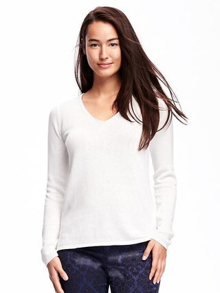 Old Navy Classic V Neck Sweater For Women Size L Tall - In a flurry | Old Navy US