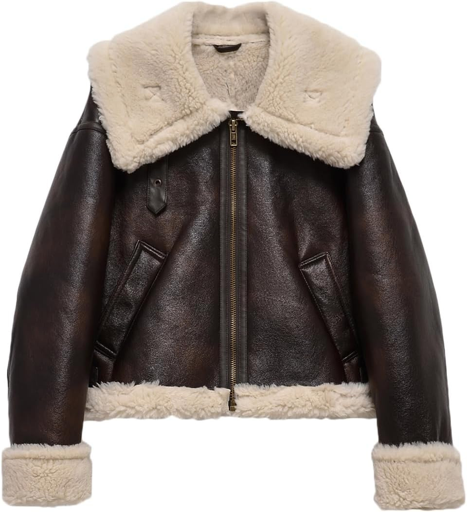 LY VAREY LIN Women Faux Leather Jacket with Faux Fur Lining Warm Winter Biker Coat | Amazon (US)