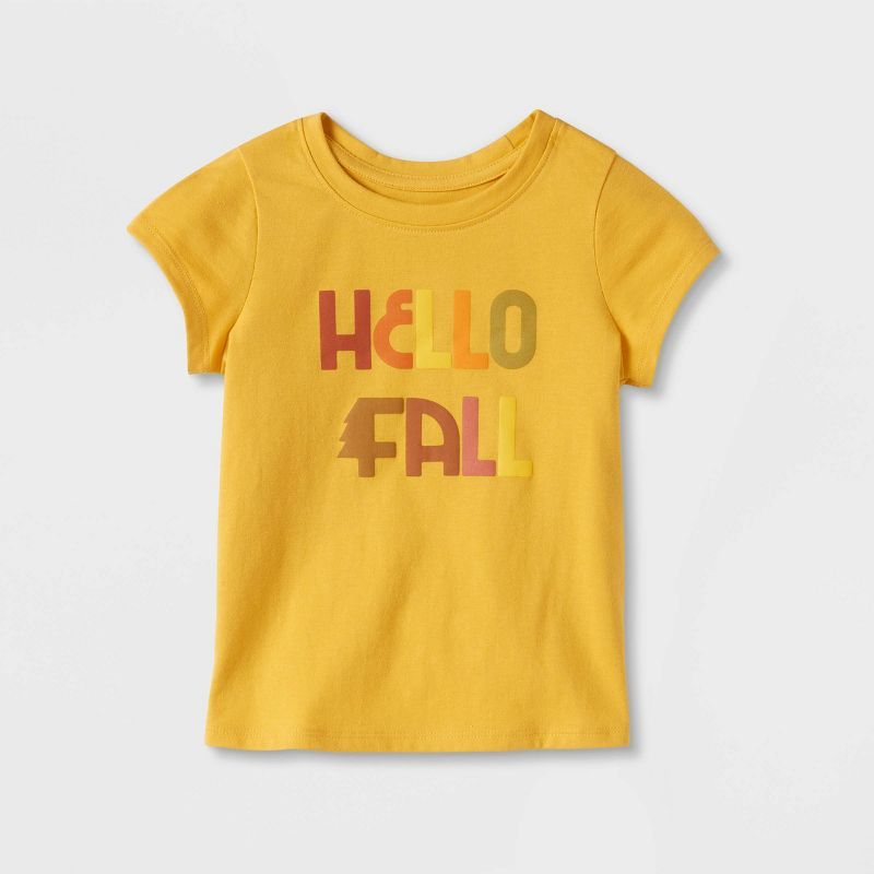 Toddler Girls' Hello Fall Short Sleeve Graphic T-Shirt - Cat & Jack™ Yellow | Target