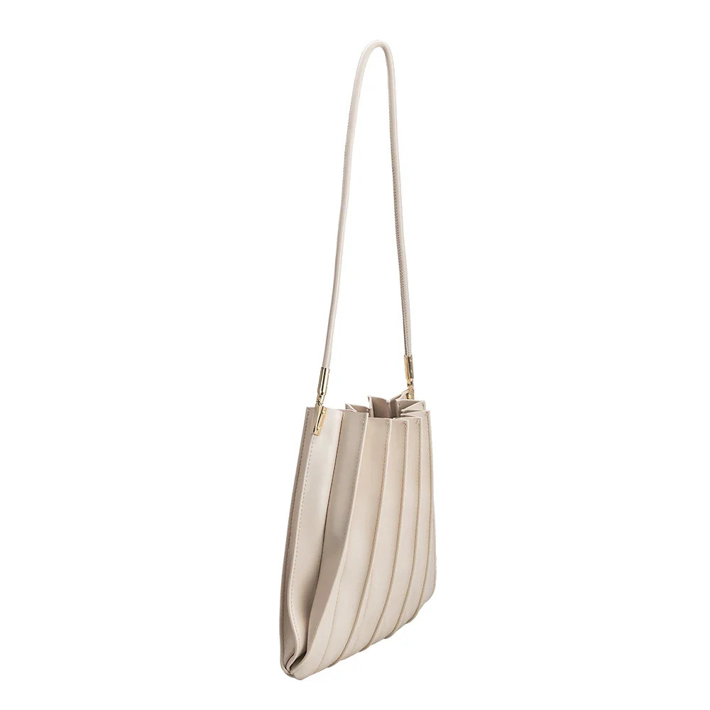 Bone Carrie Medium Vegan Leather Pleated Shoulder Bag | Melie Bianco | Melie Bianco