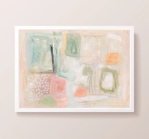 Cream Wall Art Pastel Abstract Painting Large Art Print of a - Etsy | Etsy (US)