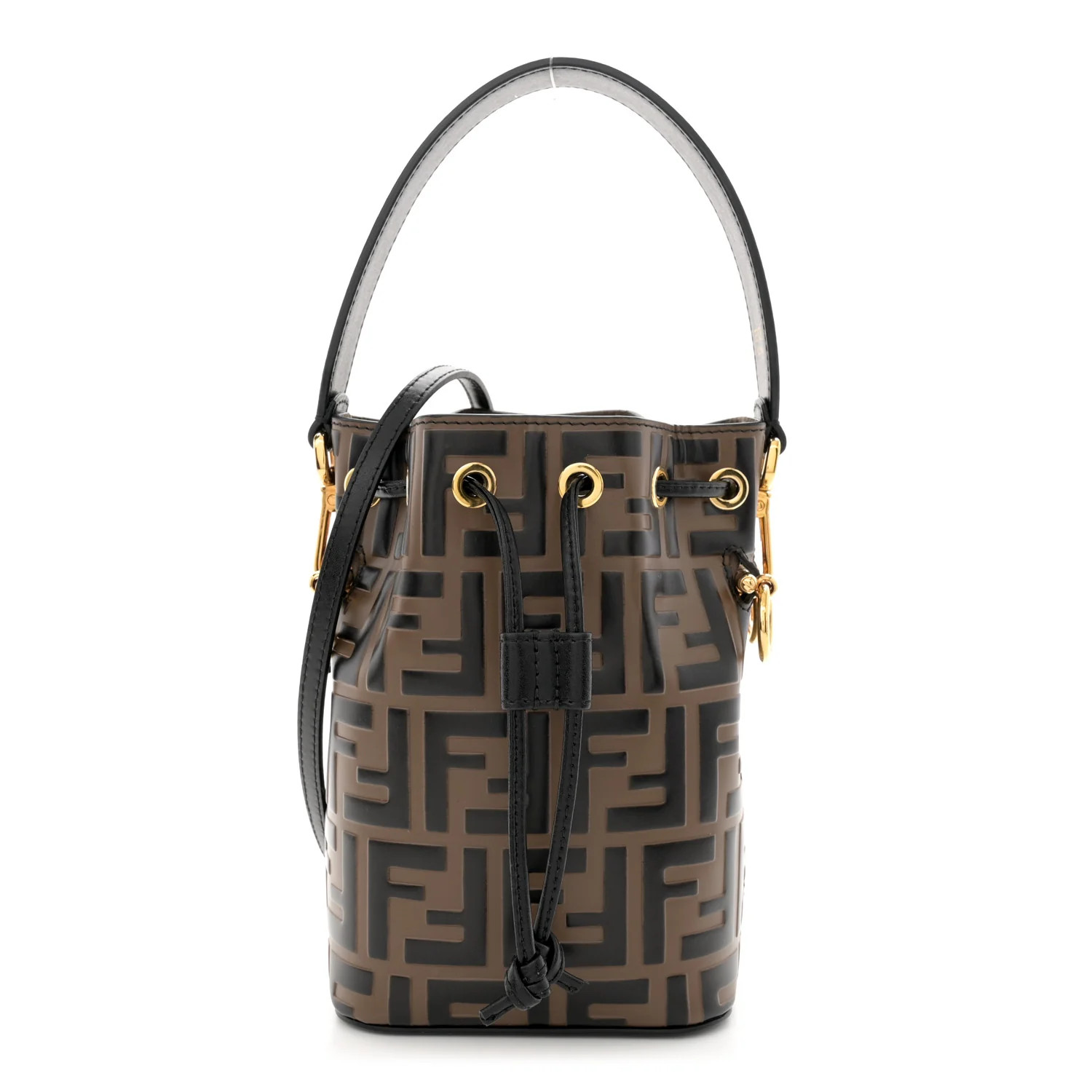 Vitello Liberty F is Fendi Bi-Color FF 1974 Embossed Mini Mon Tresor Bucket Bag Maya Black | FASHIONPHILE (US)