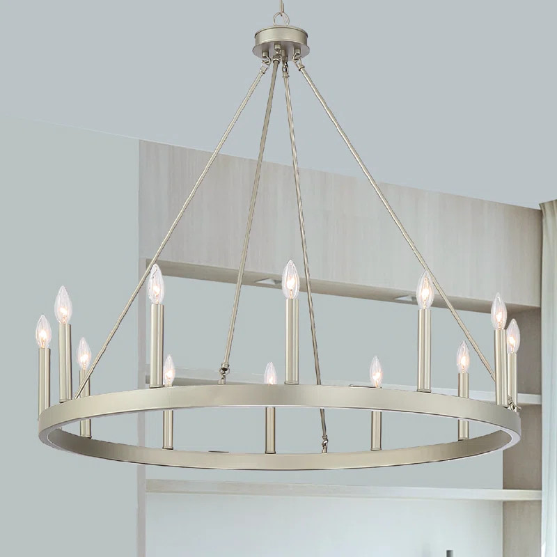 Madalyn 12 - Light Candle Style Wagon Wheel Chandelier | Wayfair North America